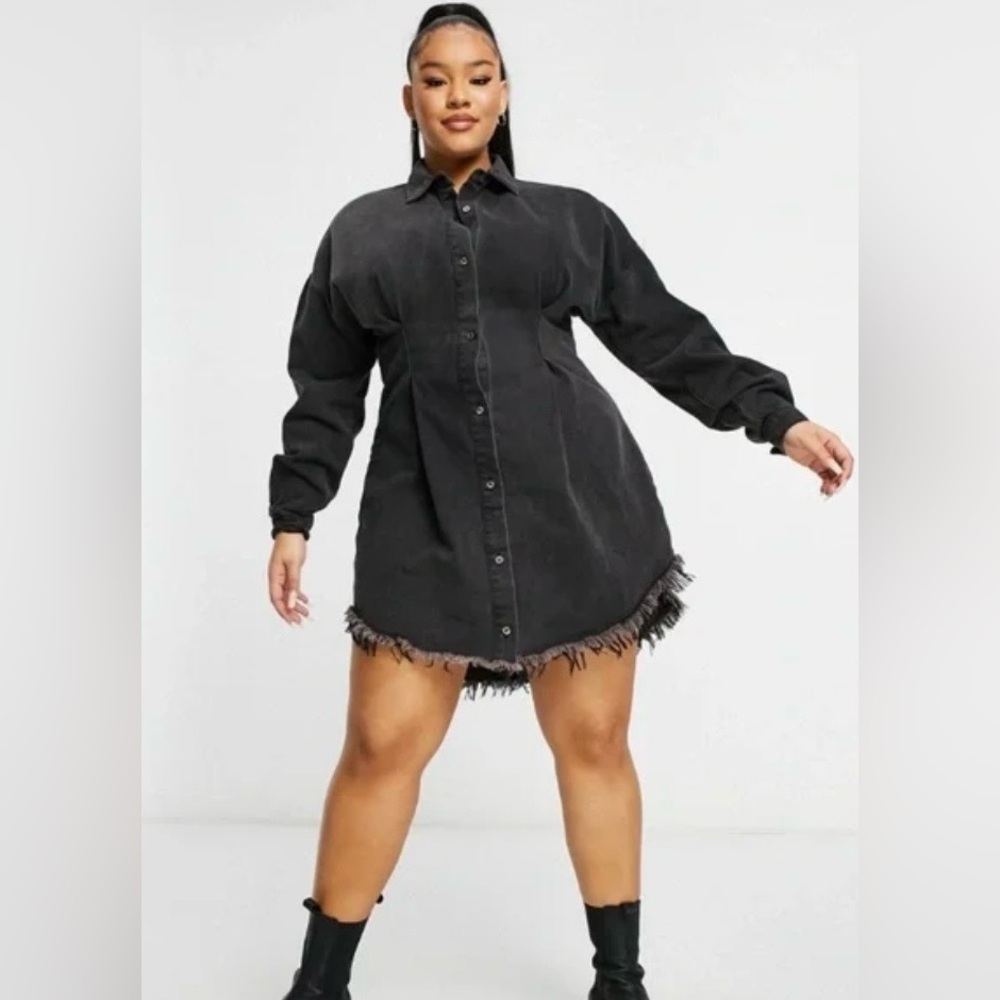 MISSGUIDED PLUS CORSET WAIST DENIM DRESS